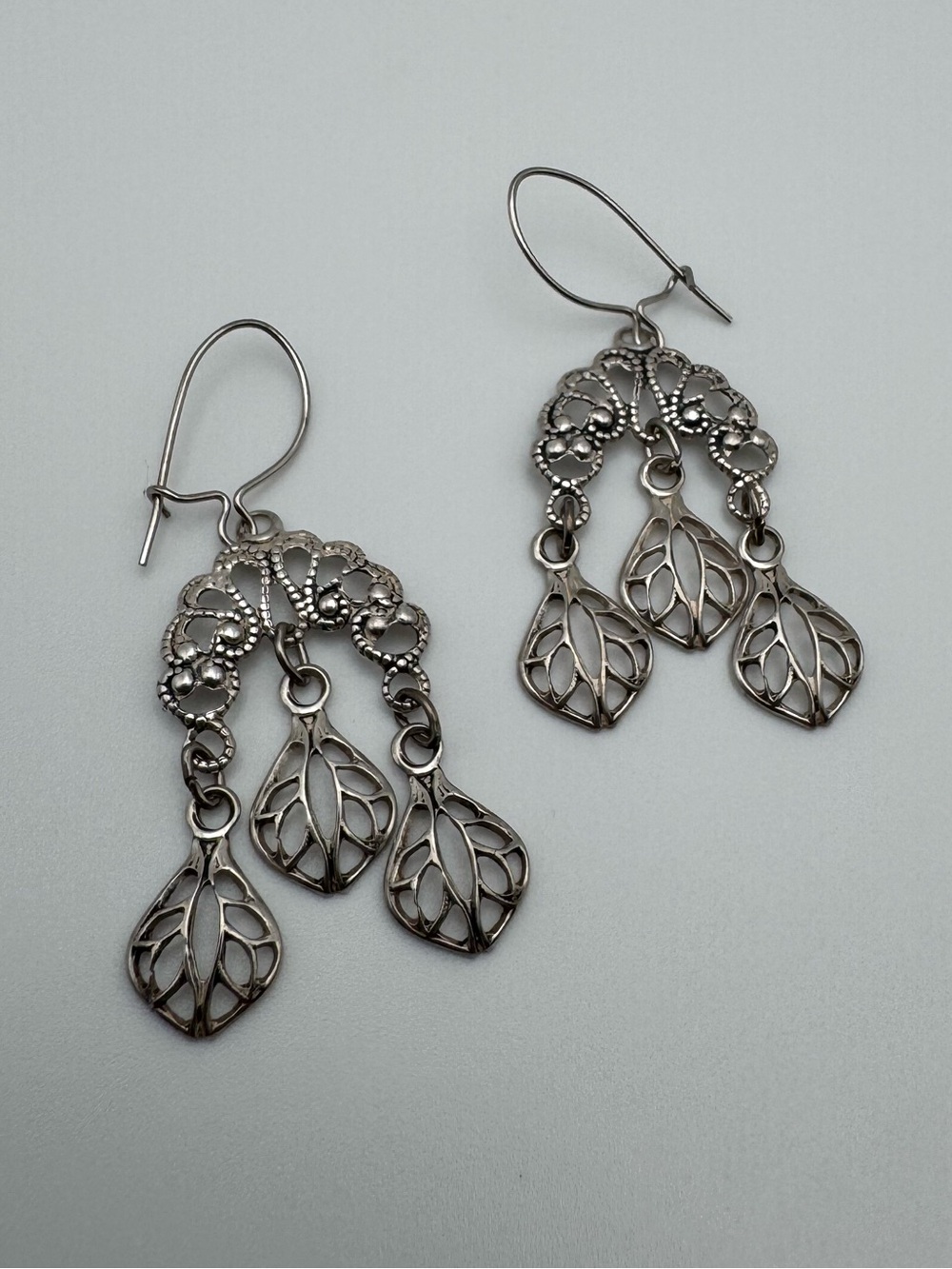VTG Sterling Silver 925 Filigree Chandelier Earrings